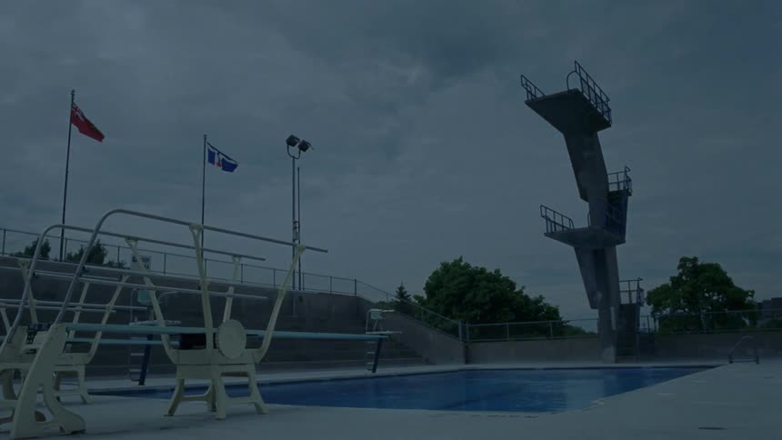 Swimming pool on an overcast windy day