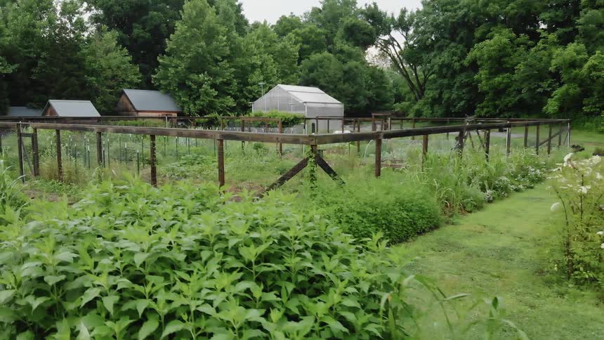 Plants and herbs are growing in a garden during the day