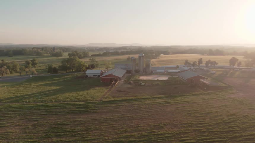 A farm is viewed from above