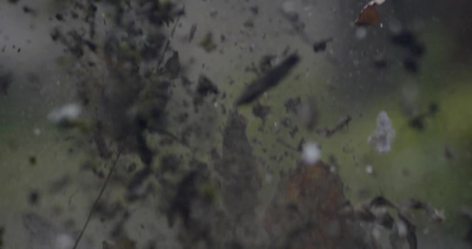 Dirt is exploding upwards