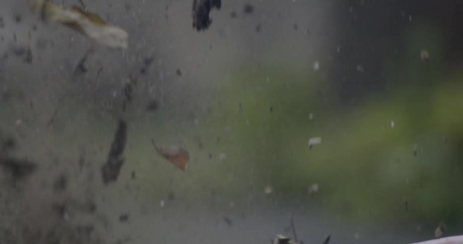 Mud is flying up into the air