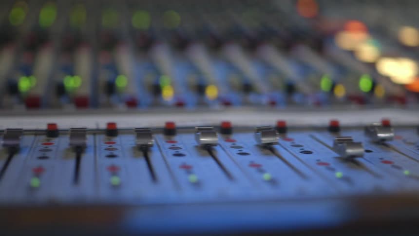 Large studio dashboard with many knobs
