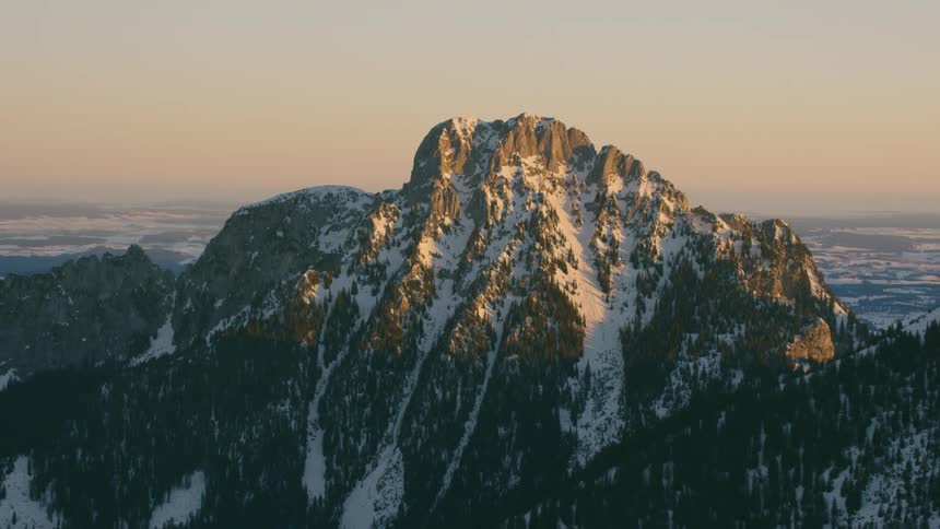 A jagged snowy mountain