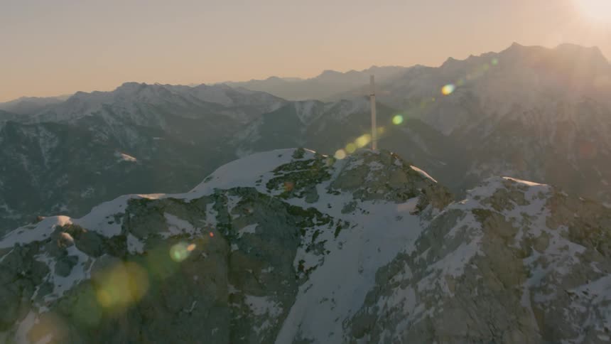 A mountain range is being flown over