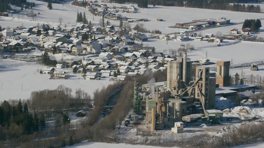 Snow covers a small town