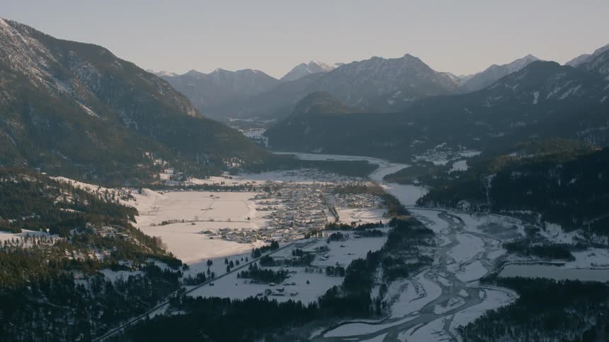 A snowy valley