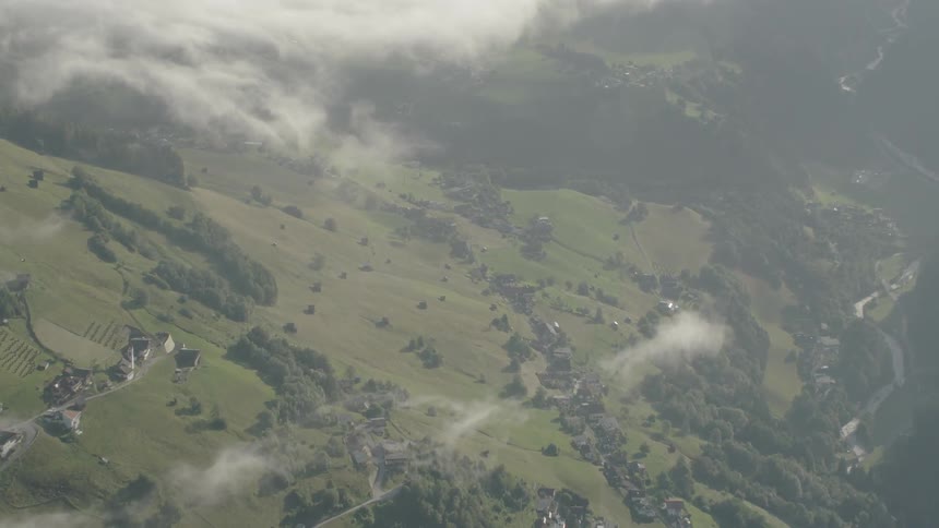 Clouds float over a rural area