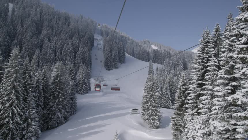 Ski lifts traverse the slopes