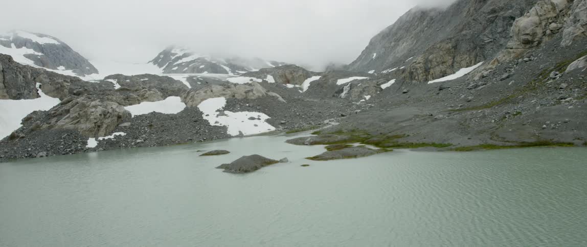 A mountainside lake