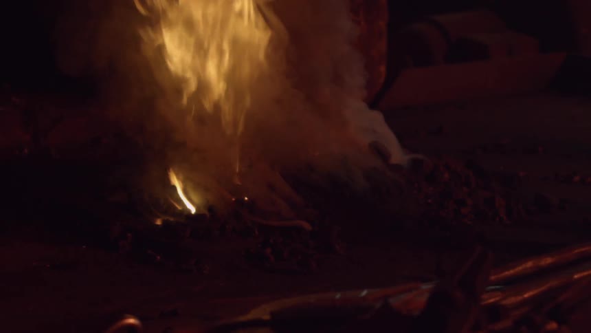 A small smokey fire