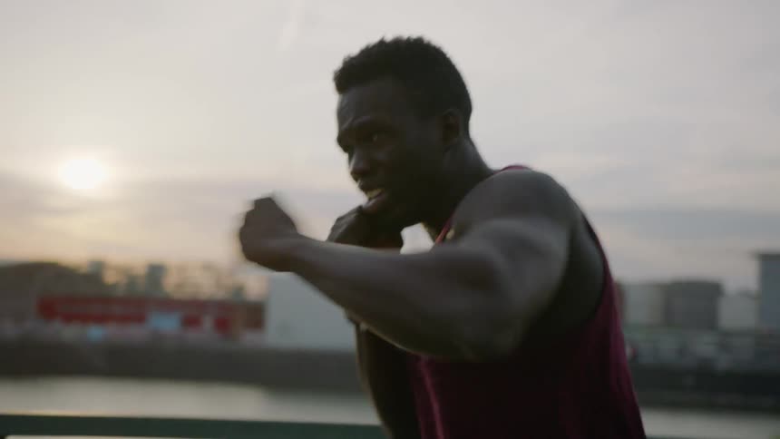 A man is shadow boxing
