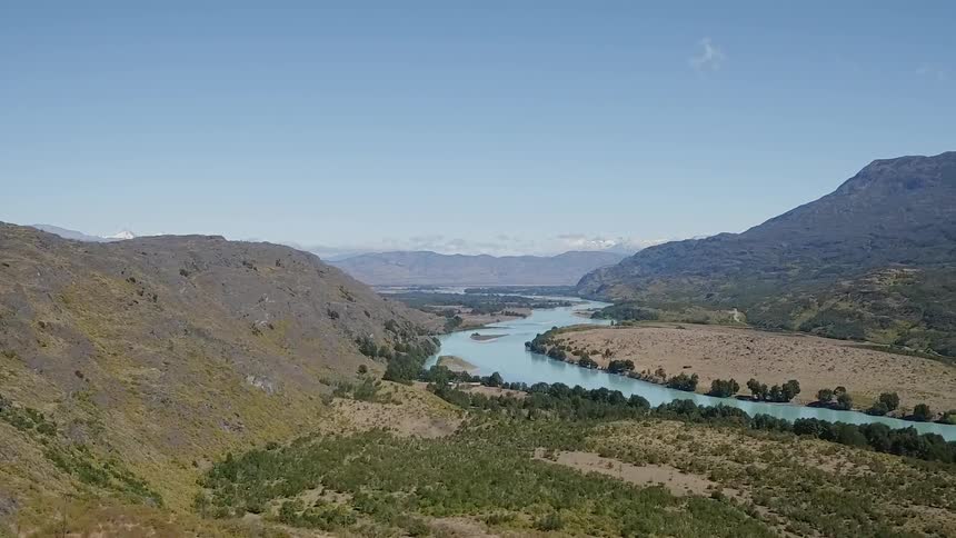 River flows through mountain landscape