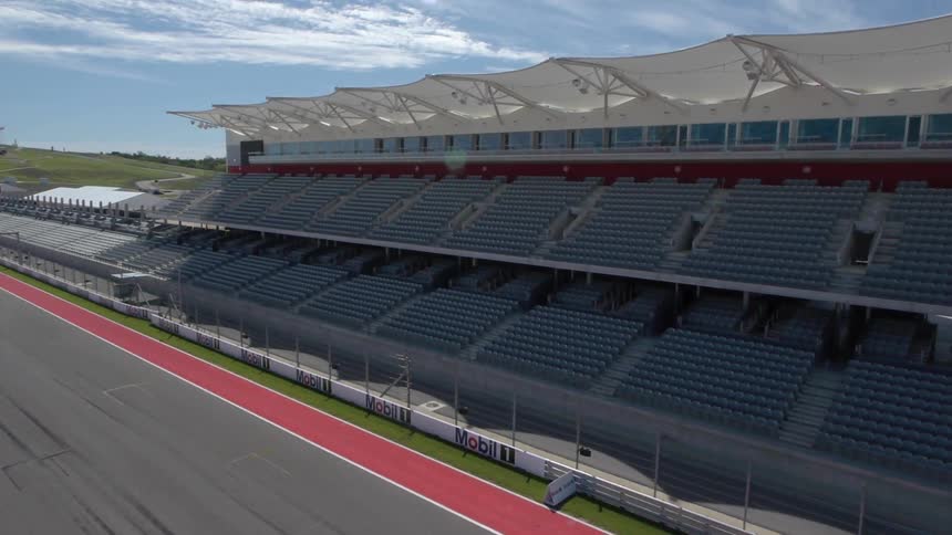 A few of the grandstands at a car race track