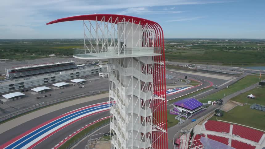 Overhead view of an empty race track