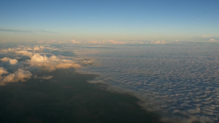 Aerial view above the clouds