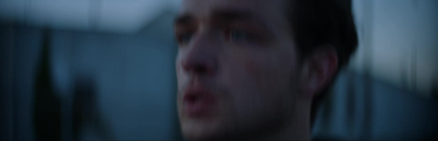 Upset man running outside