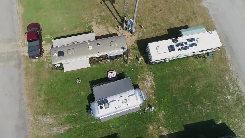 A trailer park is viewed from above