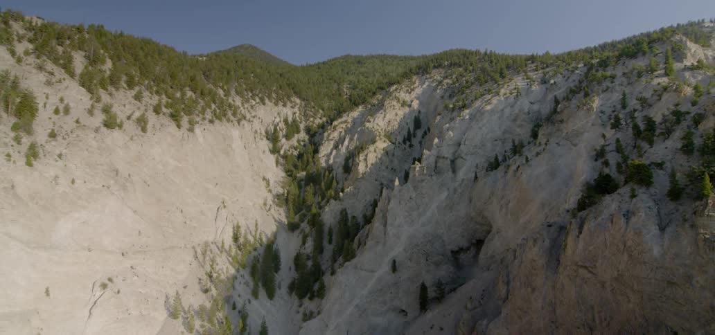 Trees cover the valley between mountains