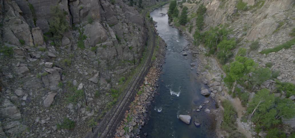 River flows through a rocky canyon