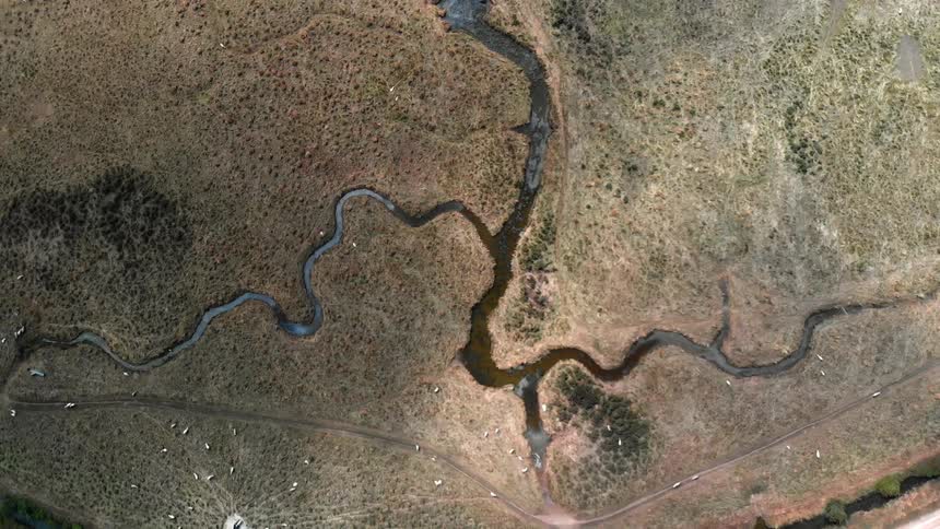 Water flows through the land in streams