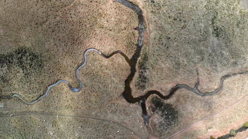A river twists and winds through the landscape