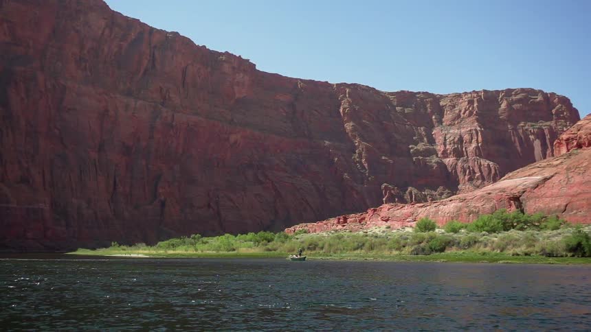 A river is running through a canyon