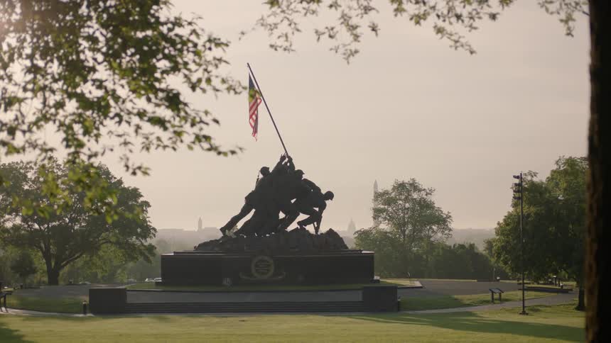 A war memorial is displayed outside