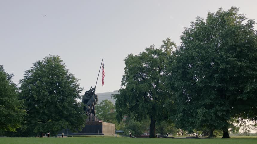 A war monument in a park