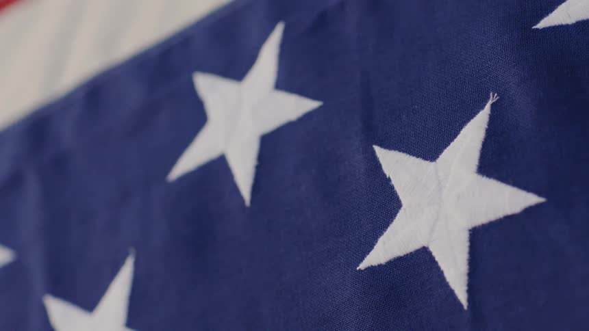 The american flag is shown close up