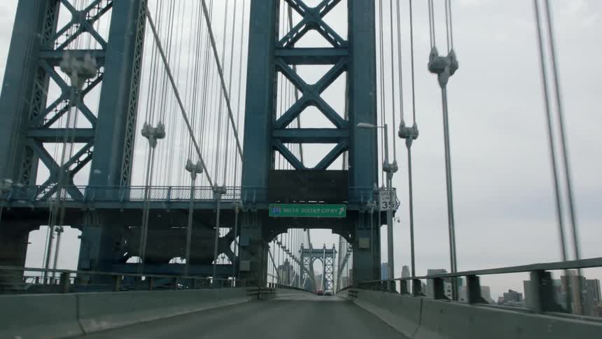Driving across a large suspension bridge