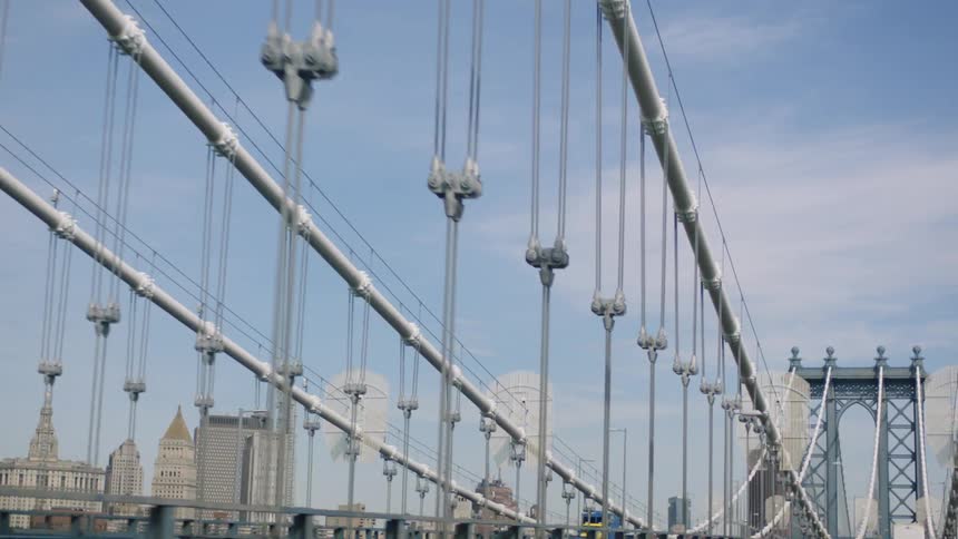 Driving through a large suspension bridge