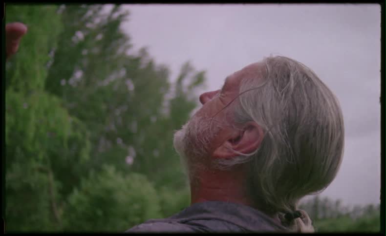 Man lifting hands and looking at the sky
