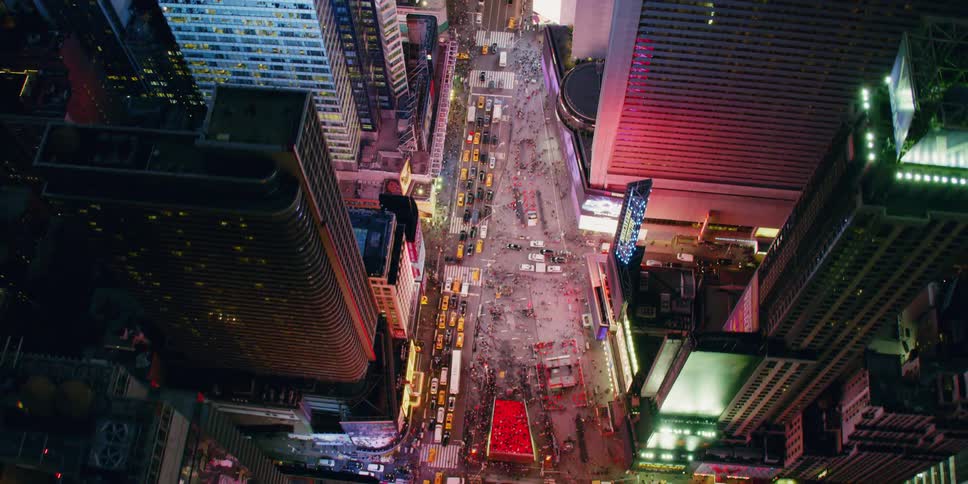 Vehicles pack the road in times square