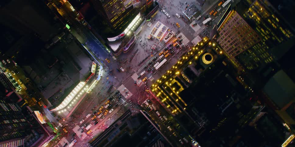 Vehicles pack the road in times square