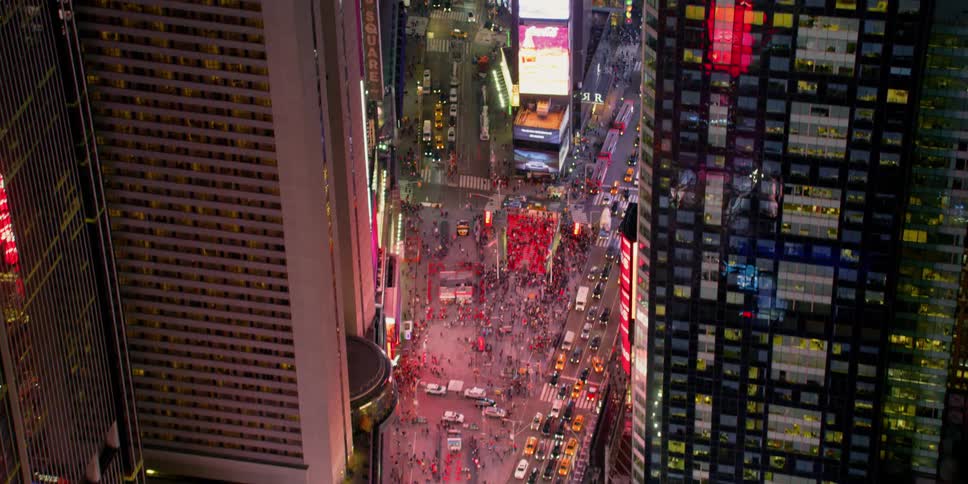 Vehicles pack the road in times square