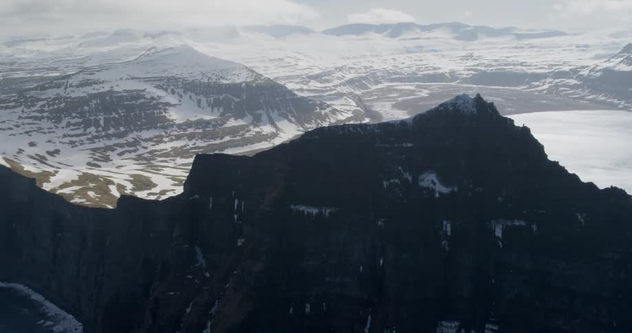 Snow covers the mountain landscape