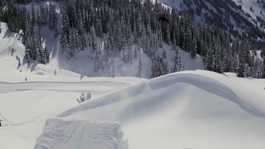 A skier going off a jump