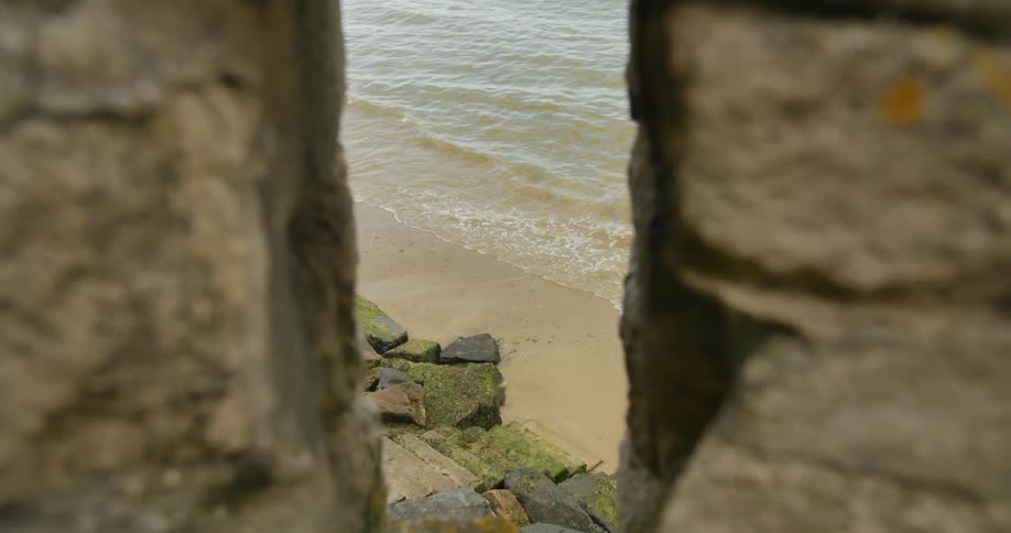 Waves crashing against the beach