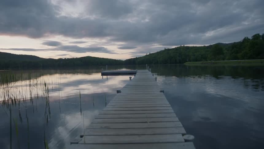 A dock in a lake