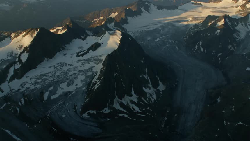 Flying over a mountain range