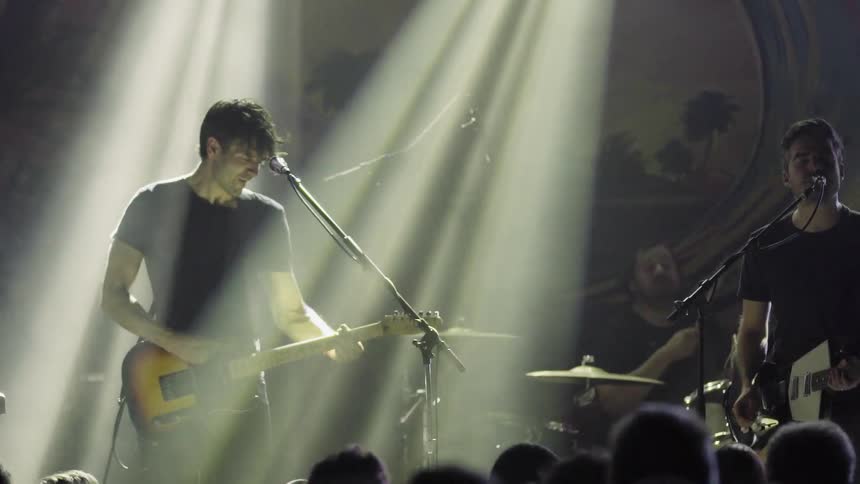 A band performs on stage