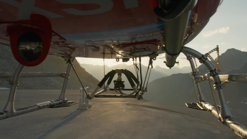 Helicopter lifts off