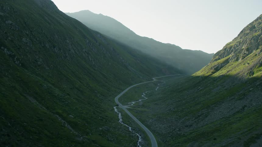 A winding river through a valley