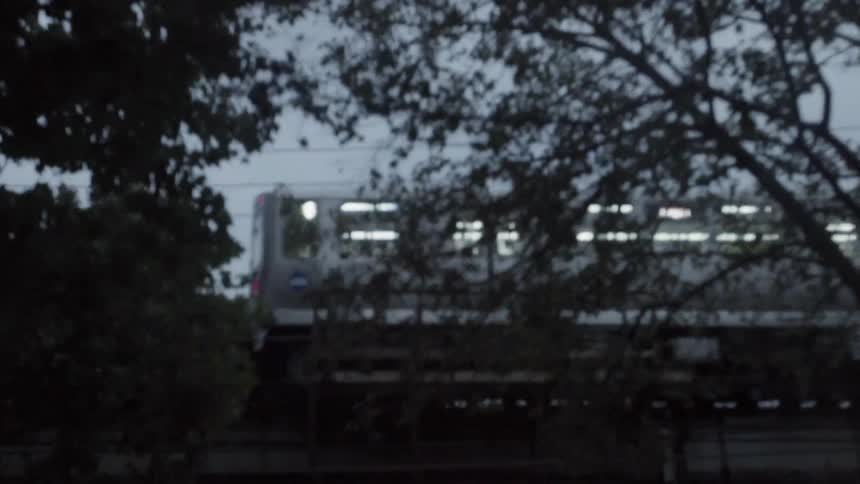 Train passes by overhead