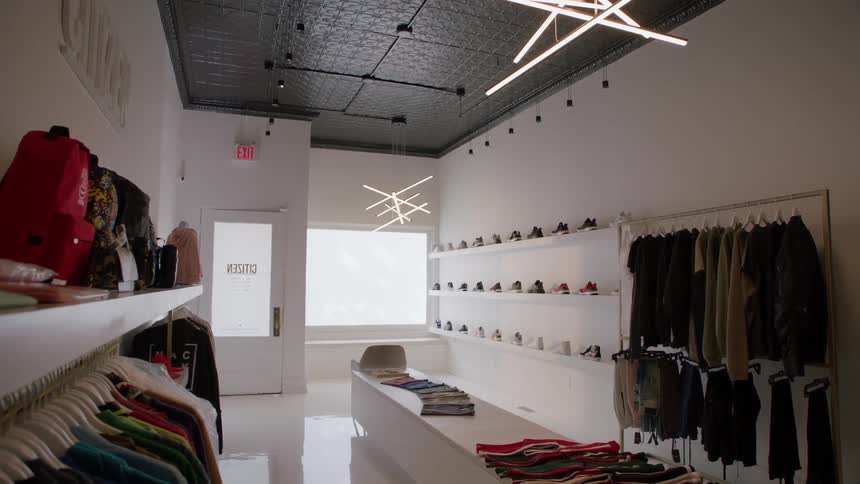 Shoes on display in a store