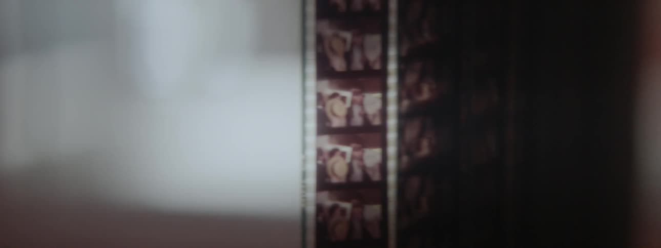 A row of filmstrips dangle and sway