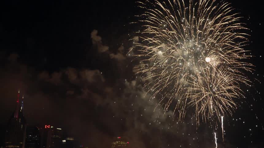 Fireworks Explode Over A City