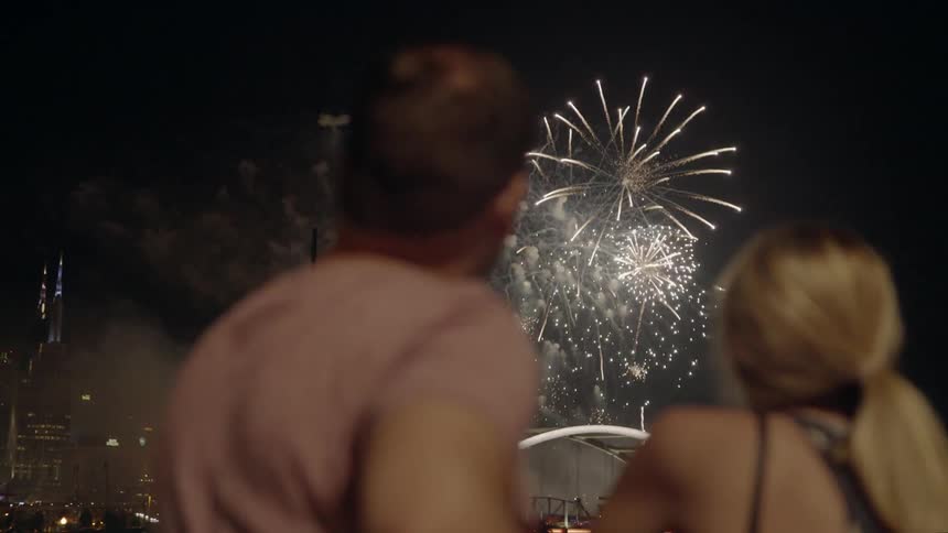 Couple Watching A Fireworks Display