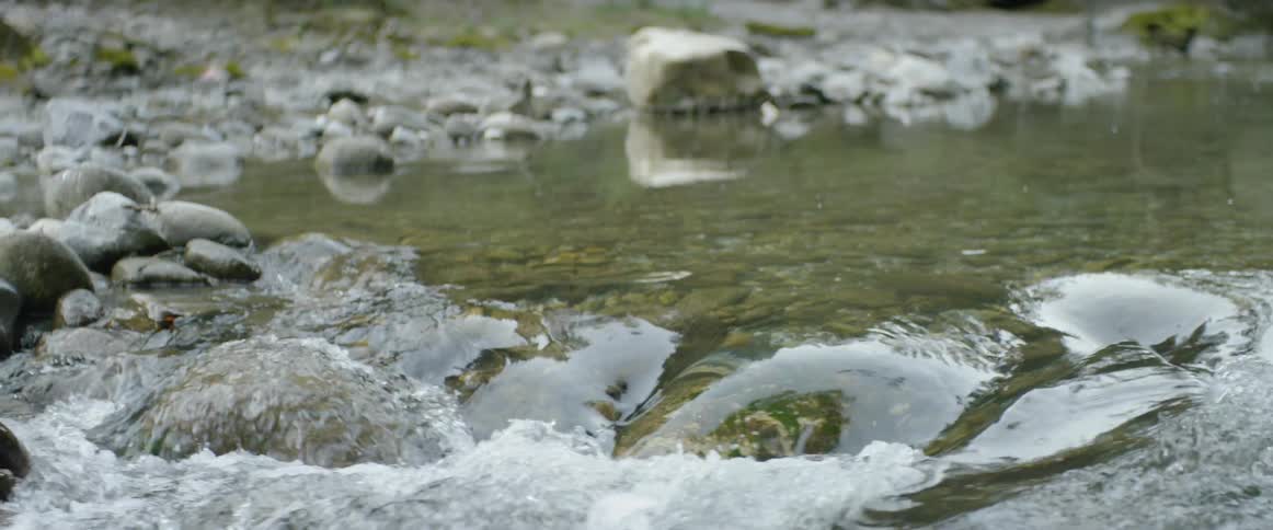 River water flows over rocks