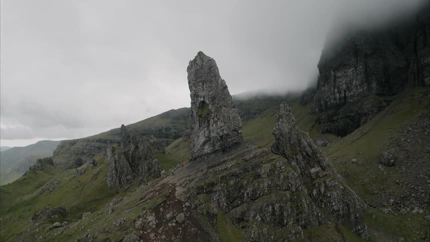 Rock formations cover a hillside